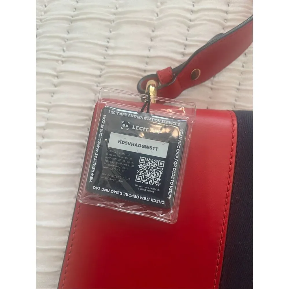 Authentic GUCCI Red Calfskin Leather Small Sylvie Shoulder Bag